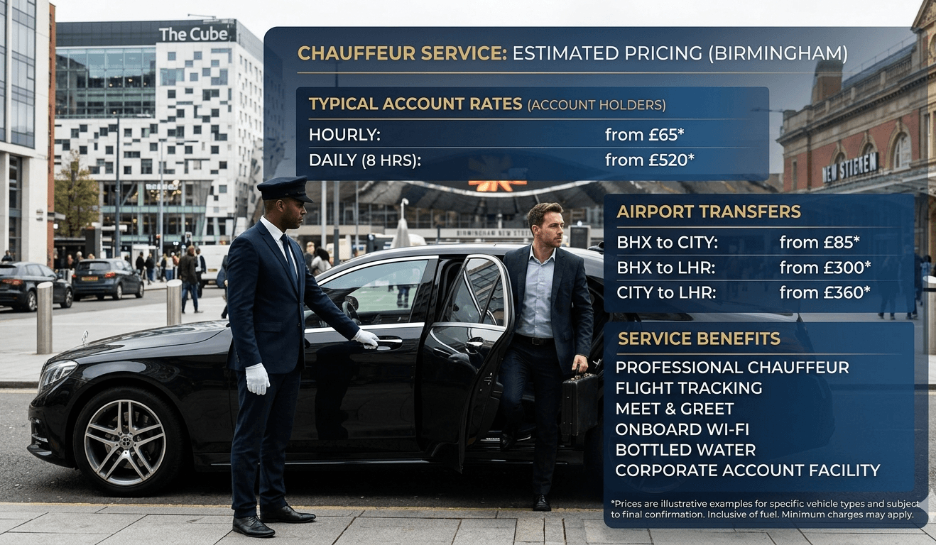 chauffeur service cost Birmingham
